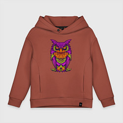 Толстовка оверсайз детская Purple owl, цвет: кирпичный