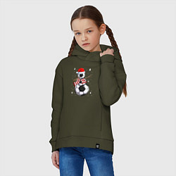 Толстовка оверсайз детская Soccer snowman, цвет: хаки — фото 2
