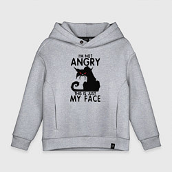 Толстовка оверсайз детская I am not angry cat, цвет: меланж