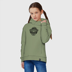 Толстовка оверсайз детская Шимпанзе смотрит вверх, цвет: авокадо — фото 2