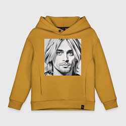 Толстовка оверсайз детская Портрет Кобейн, цвет: горчичный