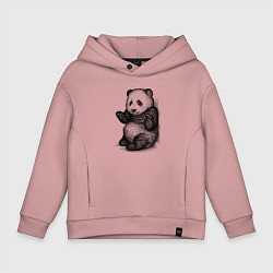 Толстовка оверсайз детская Детеныш панды, цвет: пыльно-розовый