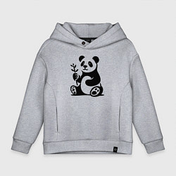 Толстовка оверсайз детская Сидящая панда с бамбуком в лапе, цвет: меланж