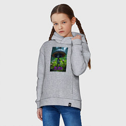 Толстовка оверсайз детская Серый инопланетянин, цвет: меланж — фото 2