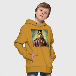 Толстовка оверсайз детская Мем капибара в очках в стиле стимпанк, цвет: горчичный — фото 2