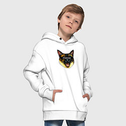 Толстовка оверсайз детская Кот meow стикер, цвет: белый — фото 2