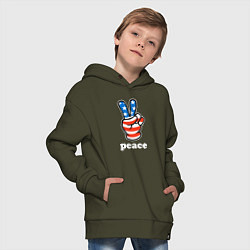 Толстовка оверсайз детская USA peace, цвет: хаки — фото 2