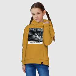 Толстовка оверсайз детская Мем кот в очках: шерсть это приправа, цвет: горчичный — фото 2
