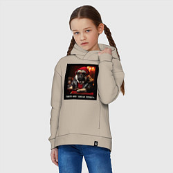 Толстовка оверсайз детская Мем мопс в шапочке: хамить мне плохая примета, цвет: миндальный — фото 2