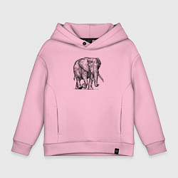 Толстовка оверсайз детская Слон идет, цвет: светло-розовый