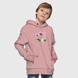 Толстовка оверсайз детская Яркий цветок с жемчугом, цвет: пыльно-розовый — фото 2