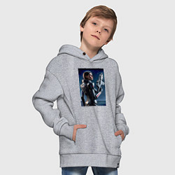 Толстовка оверсайз детская Mass effect - character ai art, цвет: меланж — фото 2