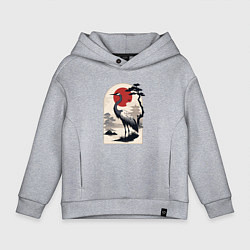 Детское худи оверсайз Журавль в японском стиле