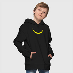 Толстовка оверсайз детская Желтый полумесяц улыбкой, цвет: черный — фото 2
