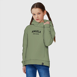 Толстовка оверсайз детская Angela never alone - motto, цвет: авокадо — фото 2