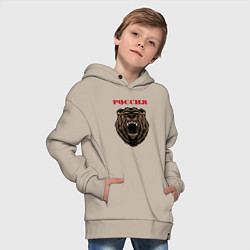 Толстовка оверсайз детская Рык медведя Россия, цвет: миндальный — фото 2