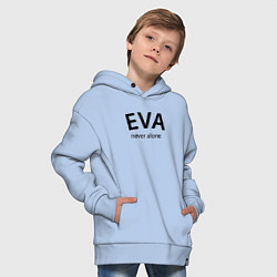 Толстовка оверсайз детская Eva never alone - motto, цвет: мягкое небо — фото 2