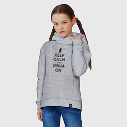 Толстовка оверсайз детская Keep calm and ninja on, цвет: меланж — фото 2