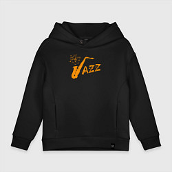 Толстовка оверсайз детская Jazz sax, цвет: черный
