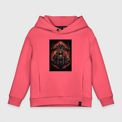 Детское худи оверсайз Скелет из ада едет на старом мотоцикле