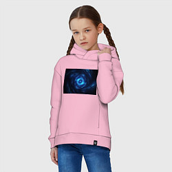 Толстовка оверсайз детская Взрыв синий геометрической абстракции, цвет: светло-розовый — фото 2