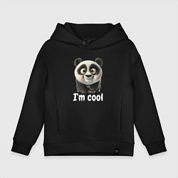 Толстовка оверсайз детская Крутая панда cool, цвет: черный