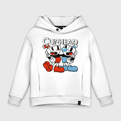 Толстовка оверсайз детская Cuphead and Mugman, цвет: белый