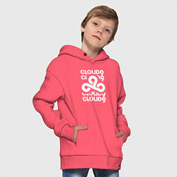 Толстовка оверсайз детская Cloud9 - in logo, цвет: коралловый — фото 2