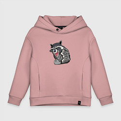 Толстовка оверсайз детская Raccoon, цвет: пыльно-розовый