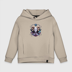 Толстовка оверсайз детская Девушка-демон, цвет: миндальный