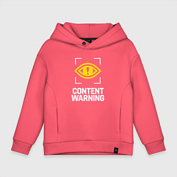 Толстовка оверсайз детская Content Warning logo, цвет: коралловый