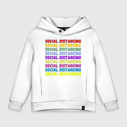 Толстовка оверсайз детская Social distancing - социальная дистанция, цвет: белый