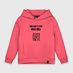 Толстовка оверсайз детская You cant stop rock roll, цвет: коралловый