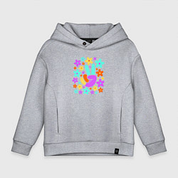 Толстовка оверсайз детская Flower peace, цвет: меланж