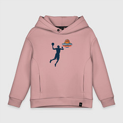 Толстовка оверсайз детская Игрок в баскетбол basketball, цвет: пыльно-розовый