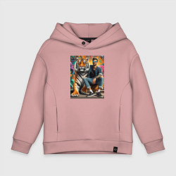 Детское худи оверсайз Чувак хипстер с тигром - нейросеть