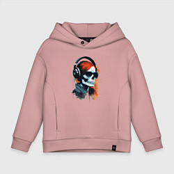 Толстовка оверсайз детская Grunge redhead girl skull, цвет: пыльно-розовый