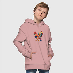 Толстовка оверсайз детская Грозный петух готов к бою, цвет: пыльно-розовый — фото 2
