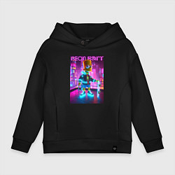 Толстовка оверсайз детская Neon Bart - with skateboard ai art fantasy, цвет: черный