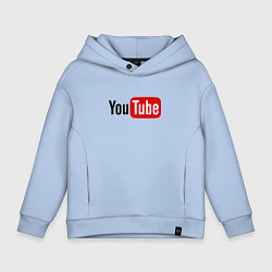 Толстовка оверсайз детская You tube logo, цвет: мягкое небо