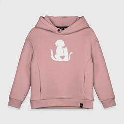 Толстовка оверсайз детская Cats and dogs love, цвет: пыльно-розовый