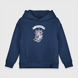 Толстовка оверсайз детская Кот с рыбой из Петербурга, цвет: тёмно-синий