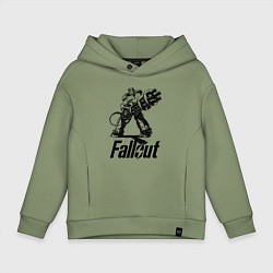 Толстовка оверсайз детская Фоллаут - силовая броня, цвет: авокадо
