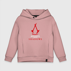 Толстовка оверсайз детская Assassins creed shadows logo, цвет: пыльно-розовый