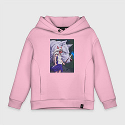 Толстовка оверсайз детская Принцесса Мононоке волк, цвет: светло-розовый