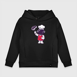 Толстовка оверсайз детская Повар космонавт, цвет: черный