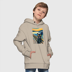 Толстовка оверсайз детская Пантера кричит - мем нейросеть, цвет: миндальный — фото 2