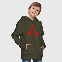 Толстовка оверсайз детская Red logo of assassins, цвет: хаки — фото 2