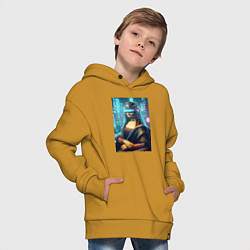 Толстовка оверсайз детская Gioconda - cyberpunk ai art fantasy, цвет: горчичный — фото 2
