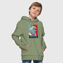 Толстовка оверсайз детская Иноскэ Хасибира, цвет: авокадо — фото 2